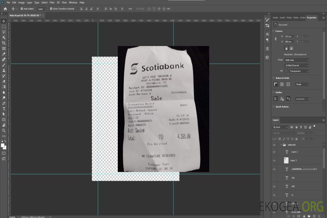 Canada Reçu de paiement de la Banque Scotia template